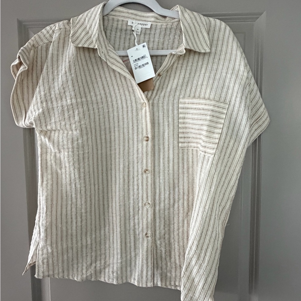 Blue pepper Striped Button-Up Shirt **NWT**